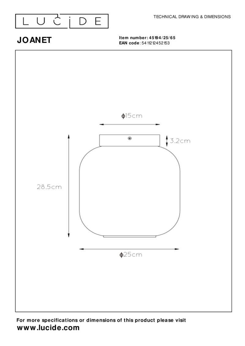 Lucide JOANET - Zapustené stropné svietidlo - Ø 25 cm - 1xE27 - Smoke Grey